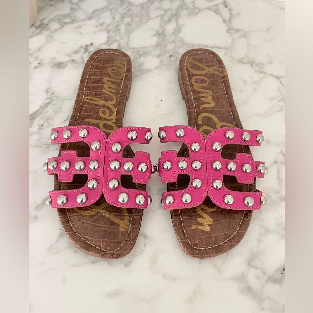 Sam Edelman Pink Studded Slide Sandals